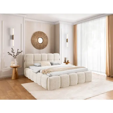 PRATO T12 stylowe łóżko 120x200 z pojemnikiem w tkaninie typu boucle
